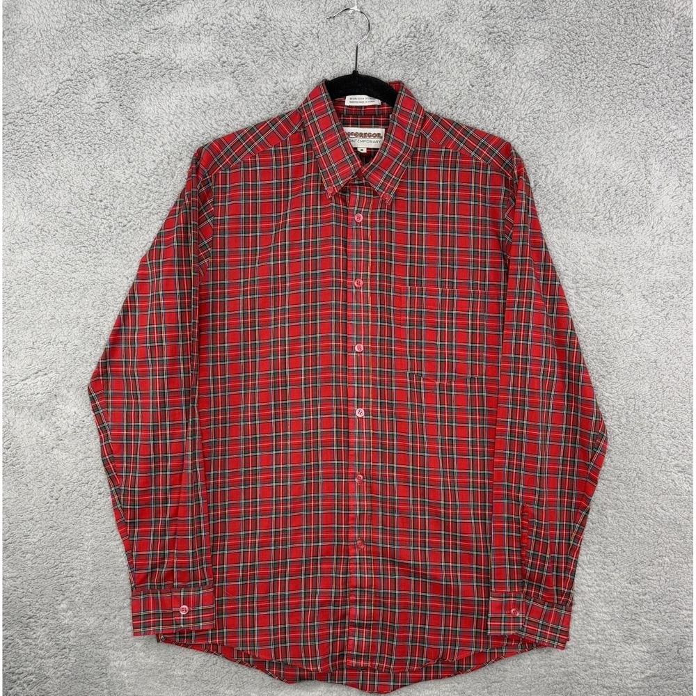 Vintage McGregor Contemporary Men's Red Plaid Casual Shirt Size Medium Korea EUC